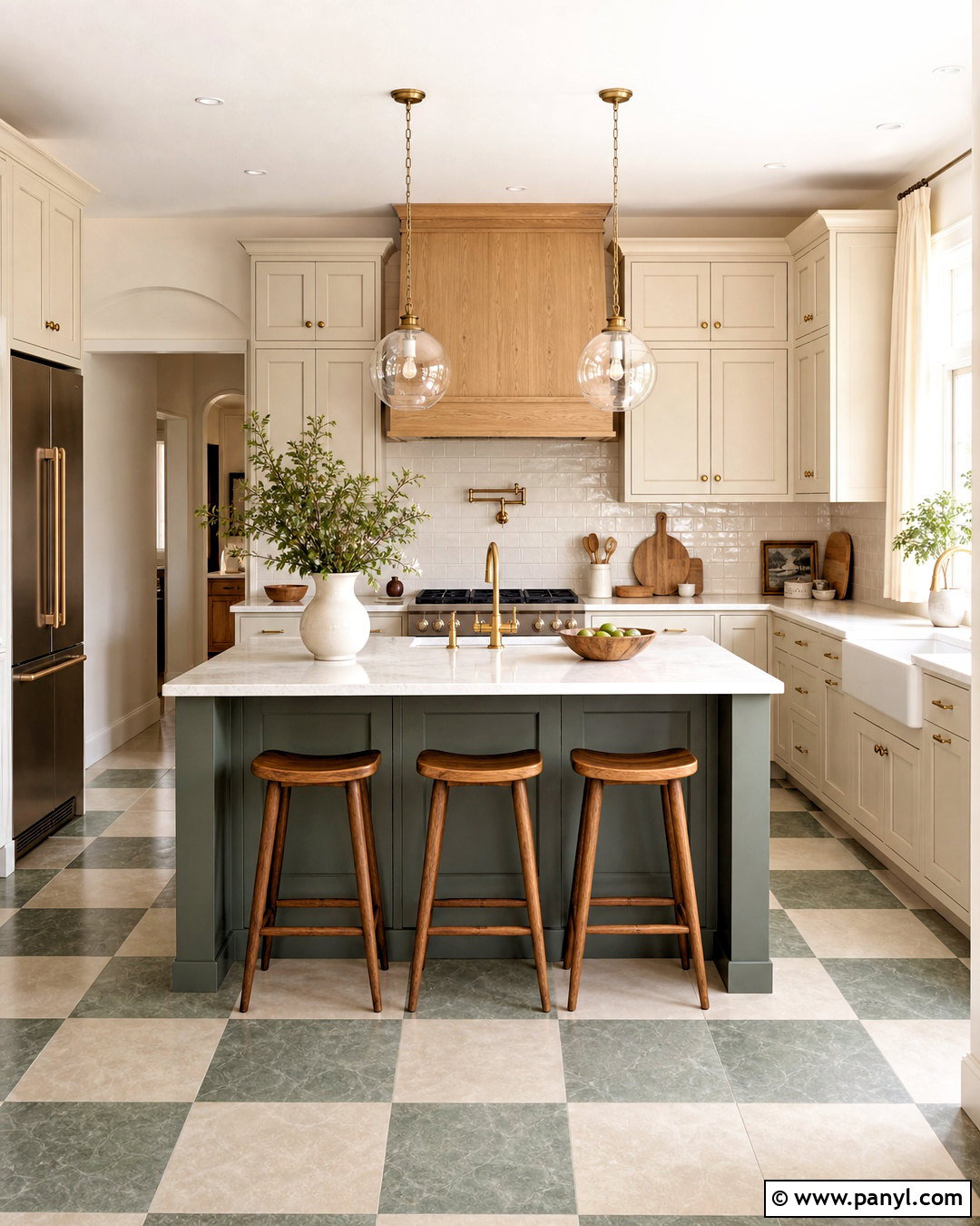 Sage And Cream Kitchen With Checkerboard Flooring - 20 sage and cream kitchen ideas