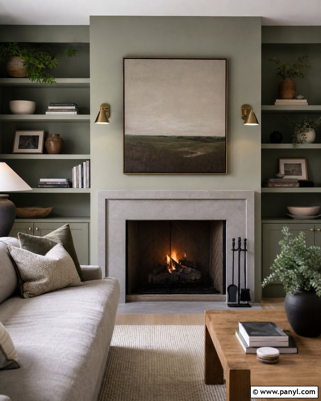 Sage And Grey Fireplace Wall - 20 Sage And Grey Walls