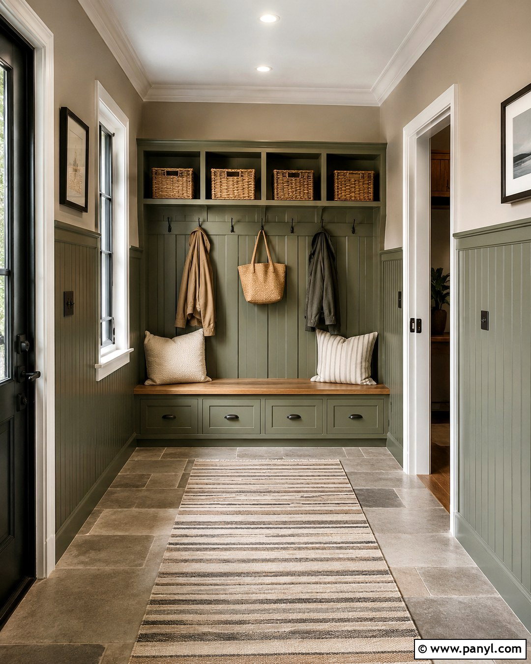 Sage And Mushroom Mudroom Walls - 20 Two Tone Sage Walls
