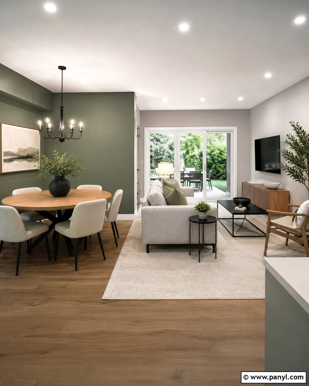 Sage And Soft Gray Open Plan Walls - 20 Two Tone Sage Walls