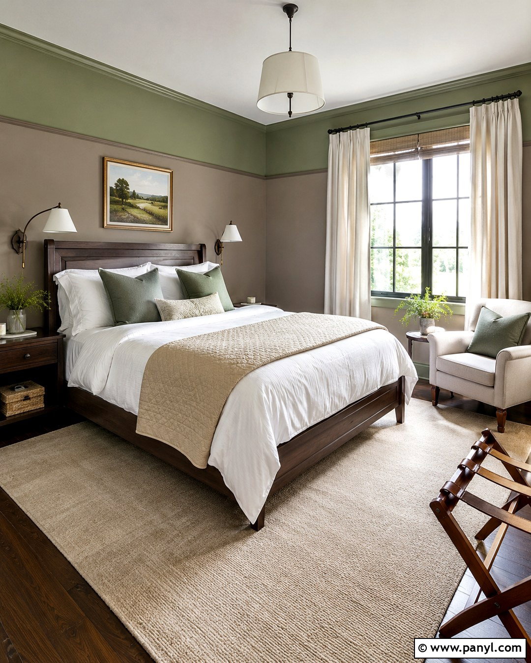 Sage And Taupe Guest Bedroom Walls - 20 Two Tone Sage Walls