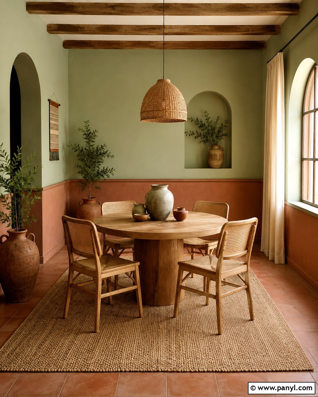 Sage And Terracotta Dining Room Walls - 20 Two Tone Sage Walls