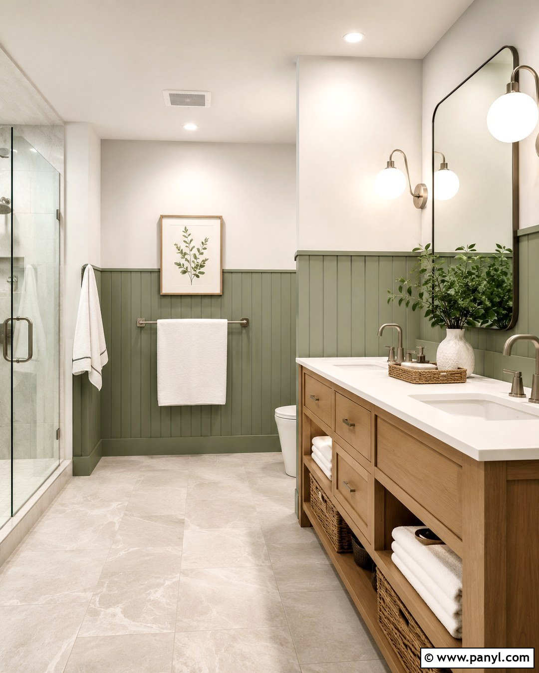 Sage And White Bathroom Walls - 20 Two Tone Sage Walls