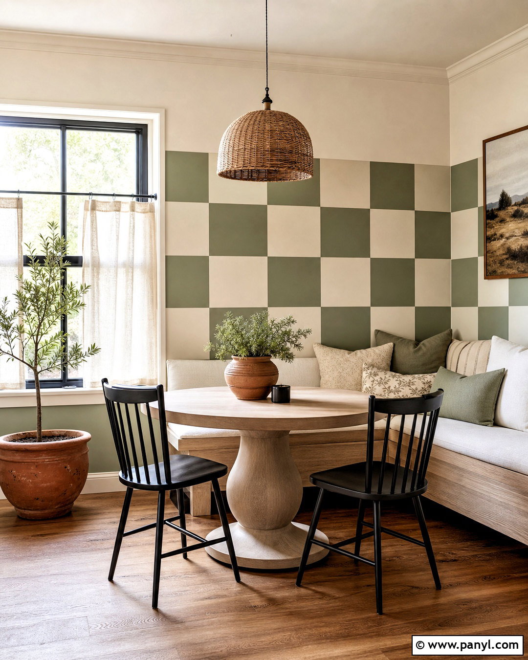 Sage Checkerboard Geometric Wall - 20 geometric wall paint ideas