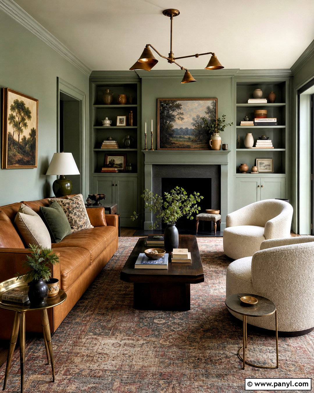 Sage Color Drenched Living Room - 20 sage walls living room ideas