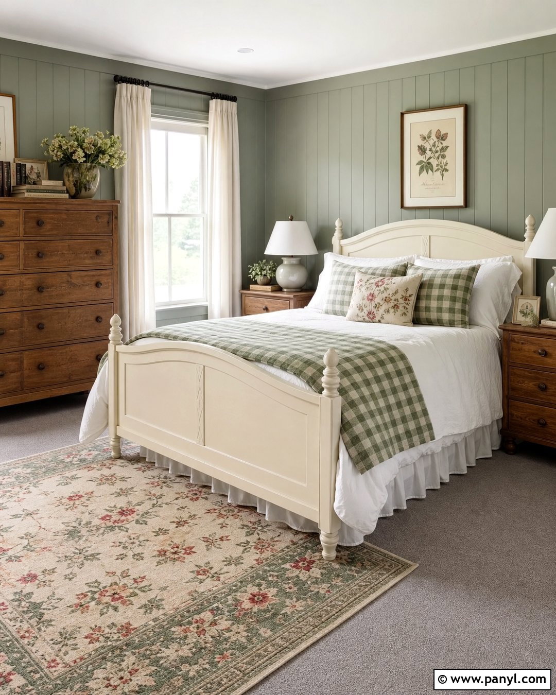 Sage Cottage Bedroom With Grey Carpet - 20 Sage Walls Grey Carpet Ideas