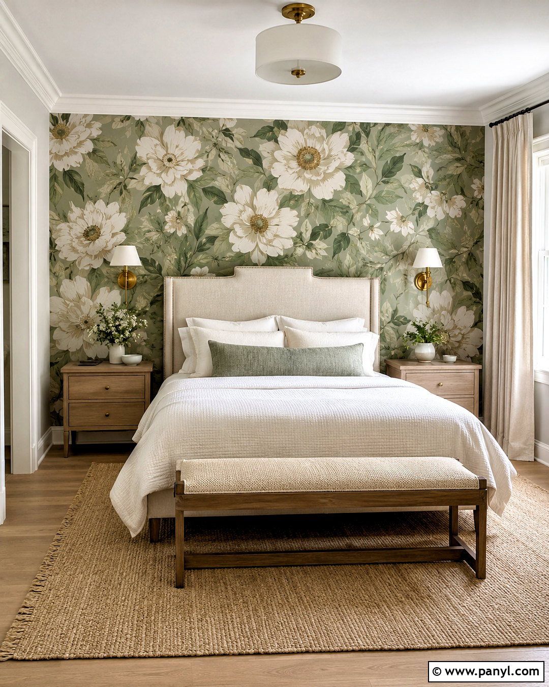 Sage Floral Wallpaper Guest Room - 20 large floral wallpaper ideas