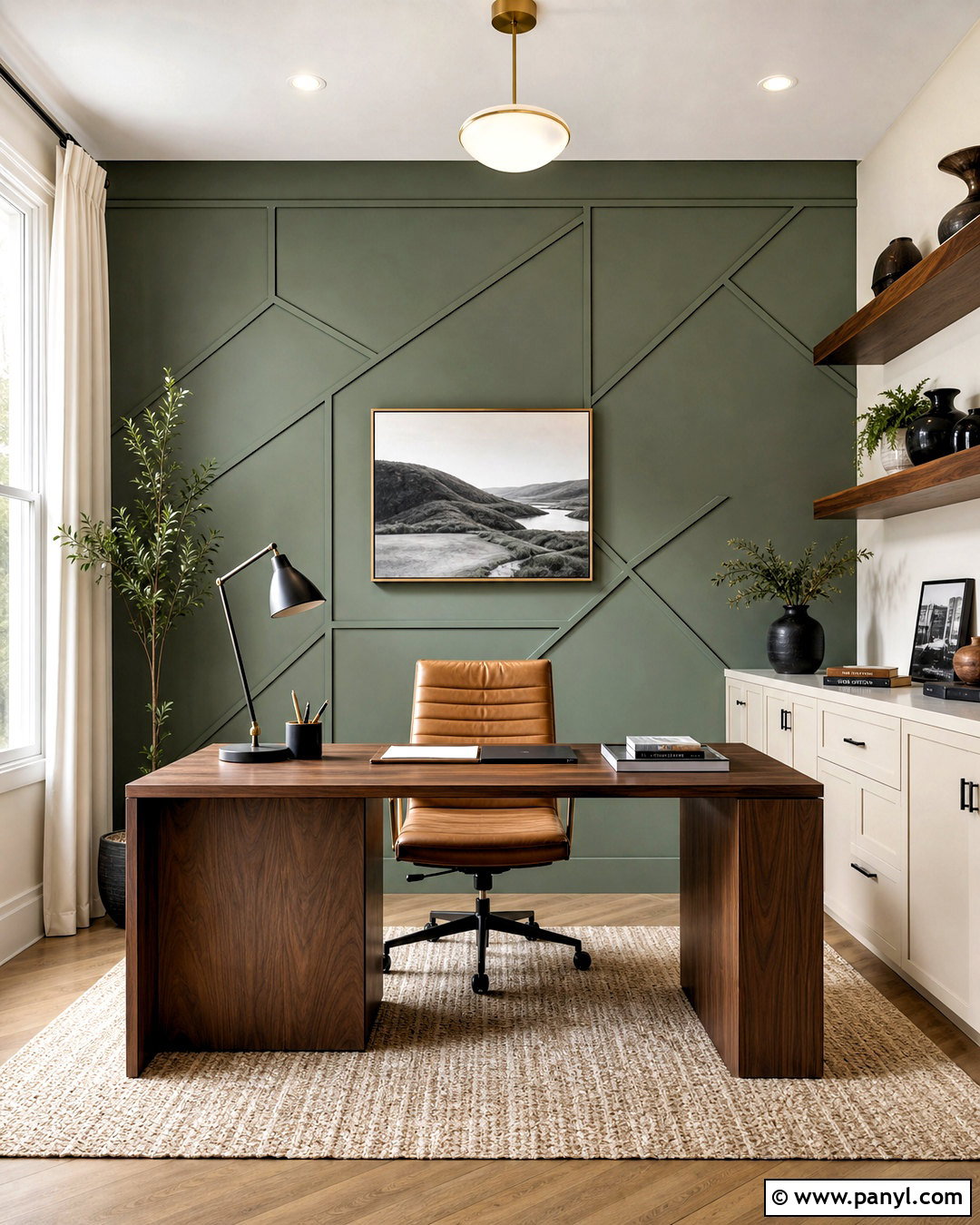 Sage Geometric Accent Wall - 20 sage accent wall ideas
