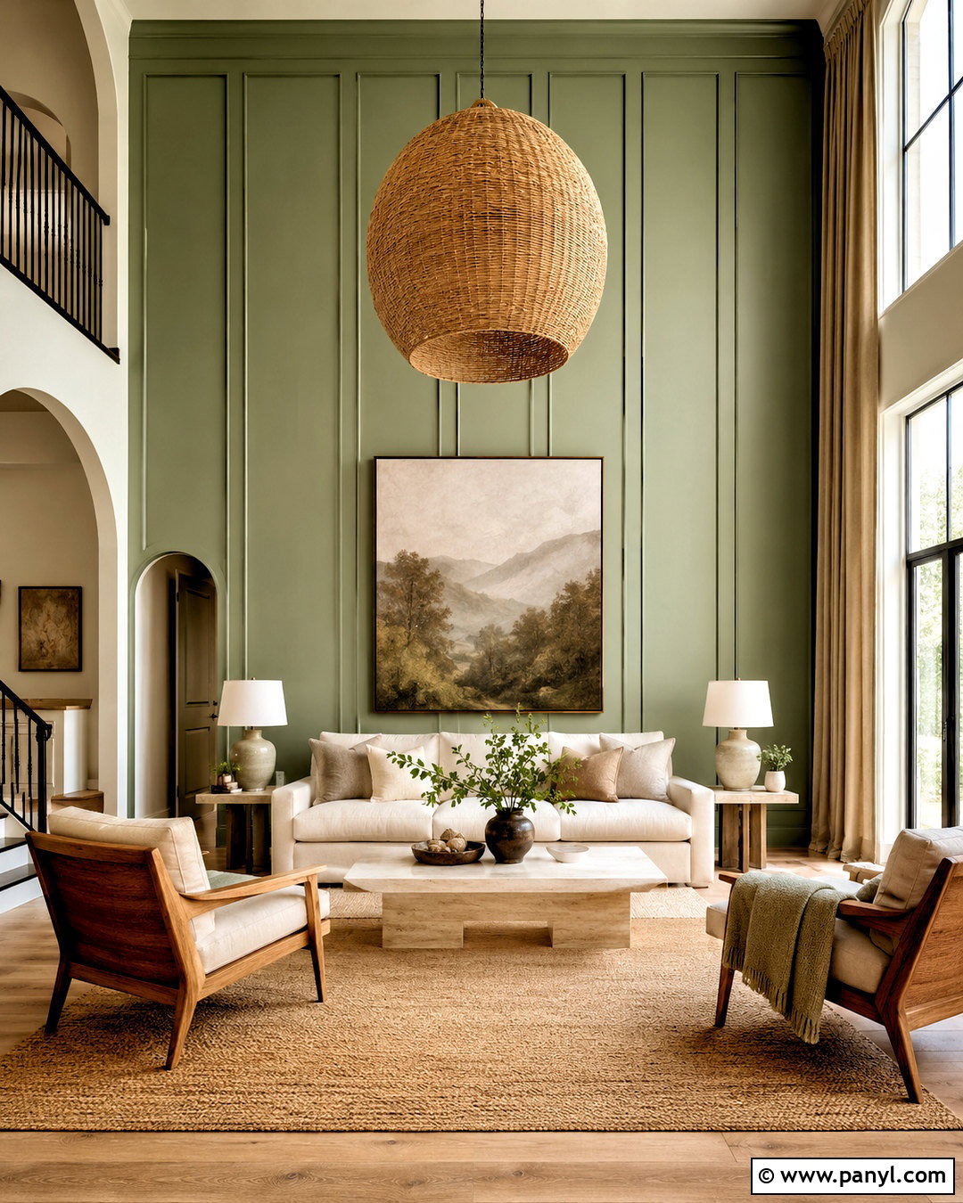 Sage Green Accent Wall - 35 tall accent wall high ceilings