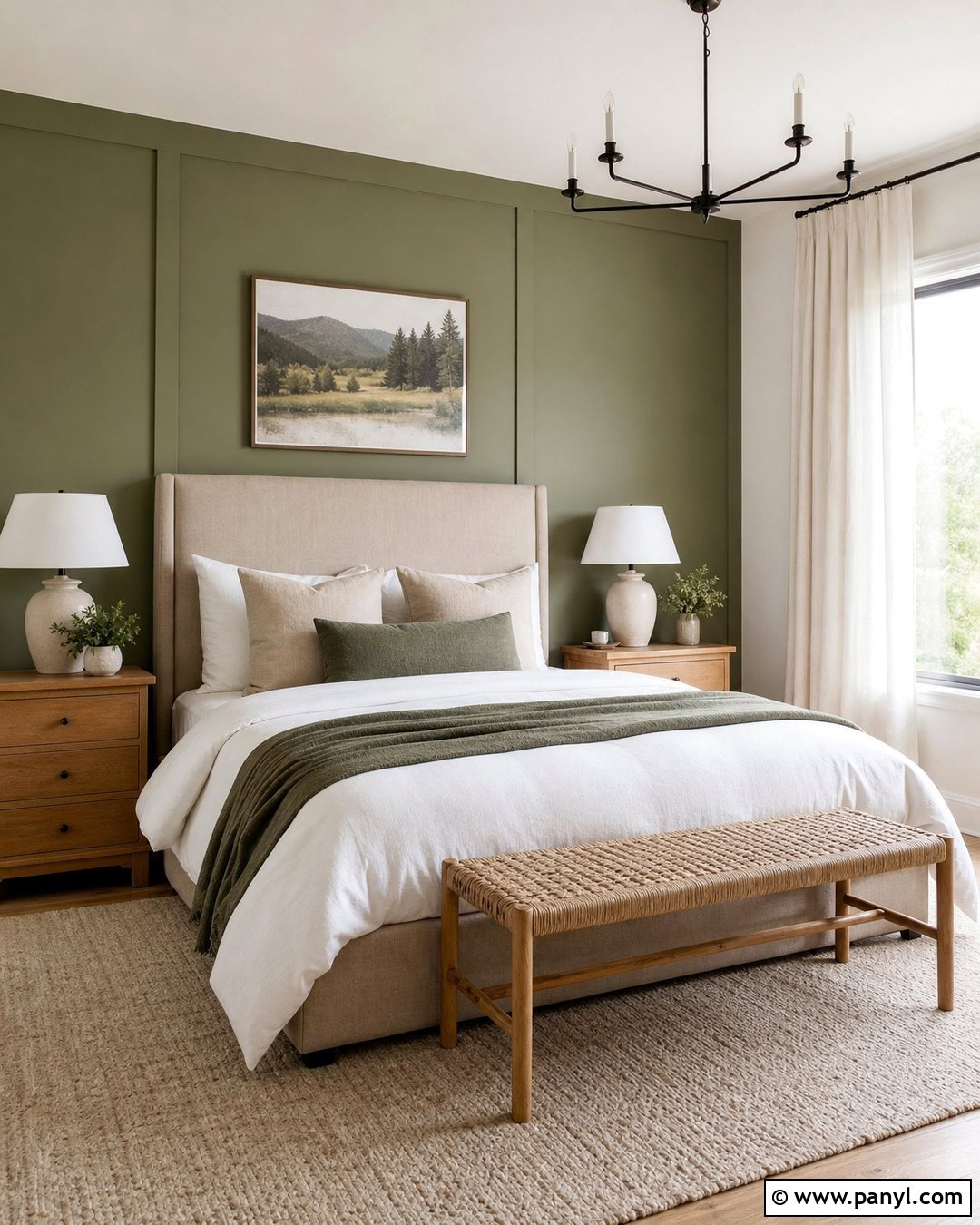 Sage Green Accent Wall Behind Bed - 35 green accent walls