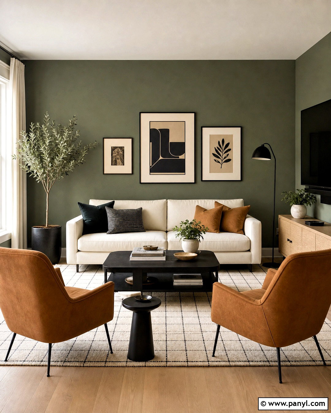 Sage Green Accent Wall With Black Accents - 20 sage green accent wall living room ideas