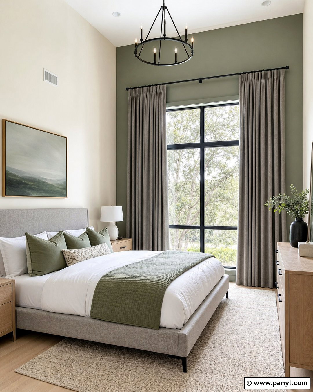 Sage Green Accent Wall With Grey Curtains - 20 Sage Green Accent Wall With Grey Ideas