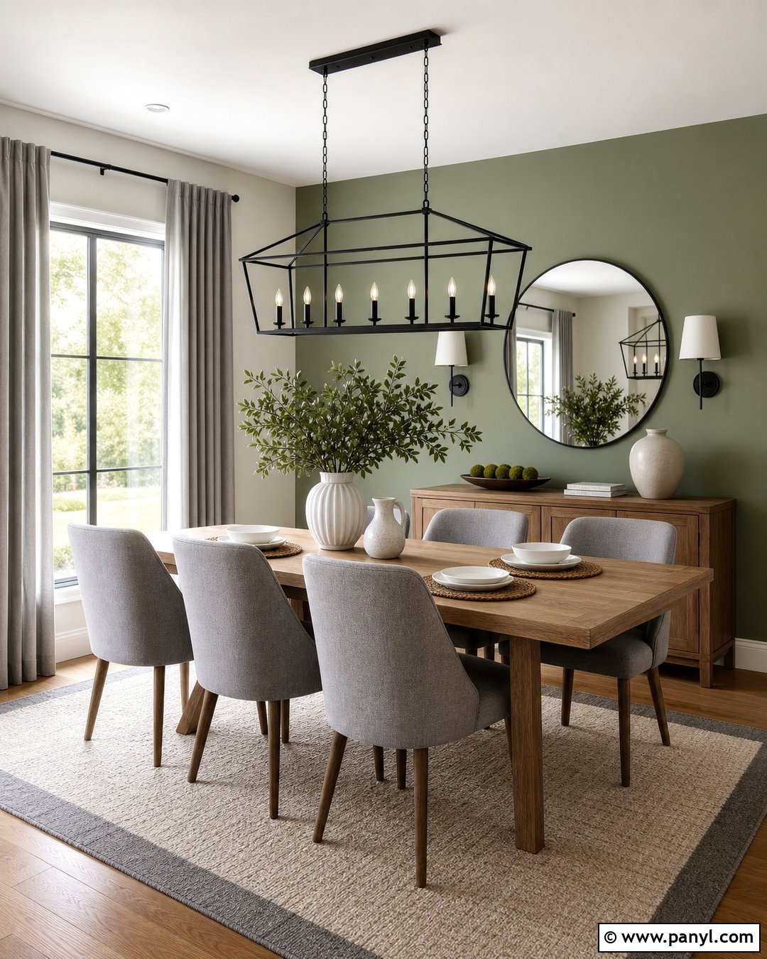 Sage Green Accent Wall With Grey Dining Chairs - 20 Sage Green Accent Wall With Grey Ideas