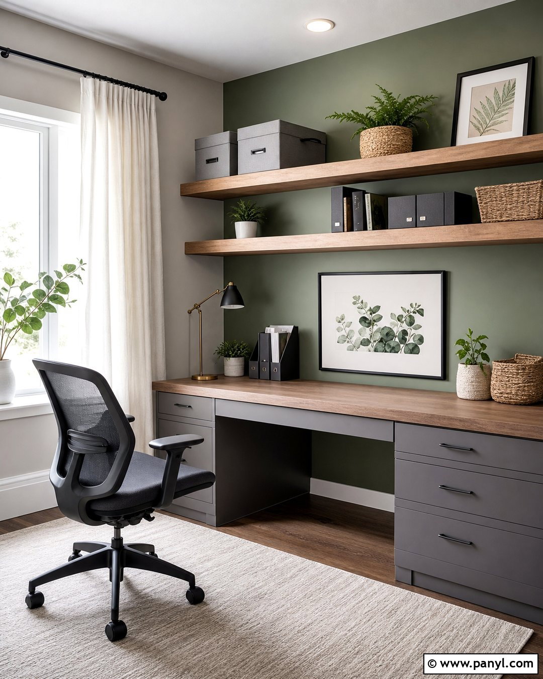 Sage Green Accent Wall With Grey Home Office - 20 Sage Green Accent Wall With Grey Ideas