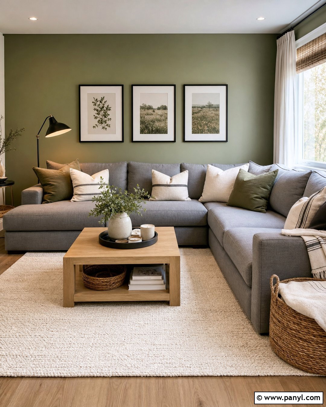 Sage Green Accent Wall With Grey Sectional - 20 Sage Green Accent Wall With Grey Ideas