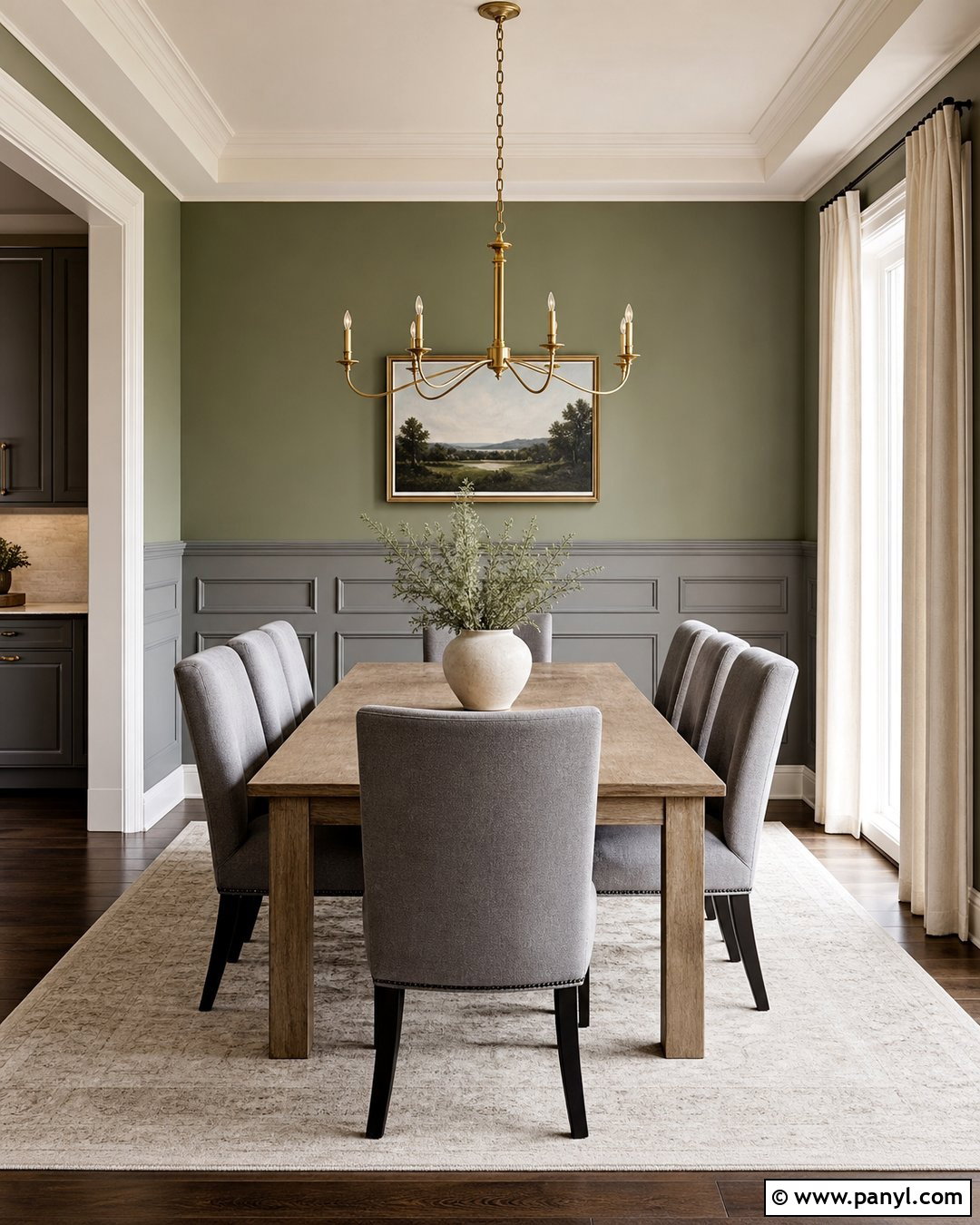 Sage Green Accent Wall With Grey Wainscoting - 20 Sage Green Accent Wall With Grey Ideas