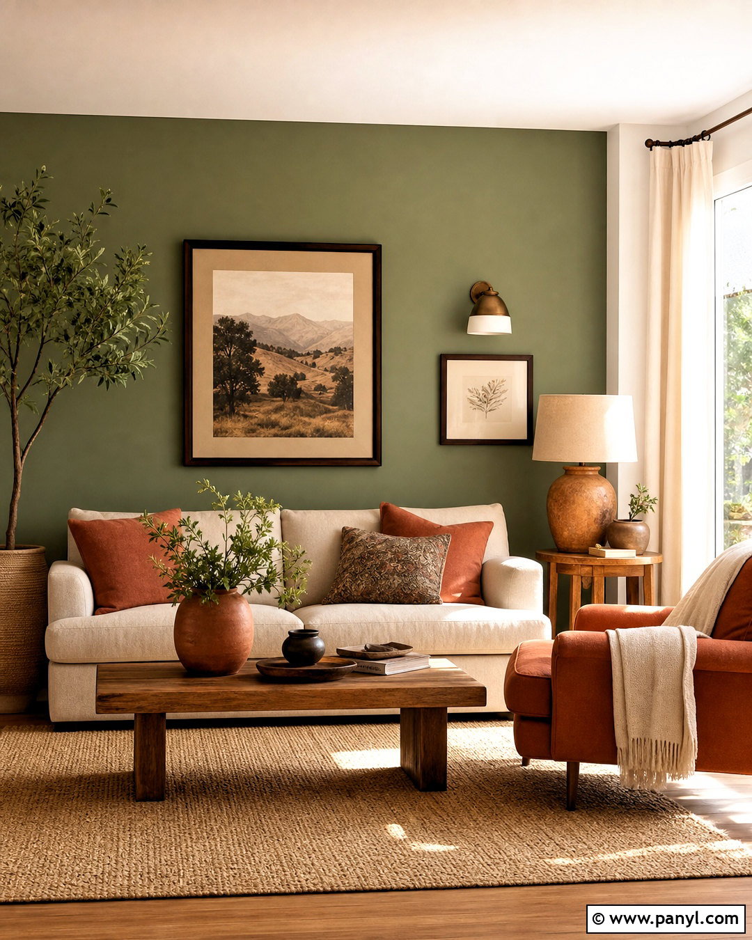 Sage Green Accent Wall With Terracotta Decor - 20 sage green accent wall living room ideas