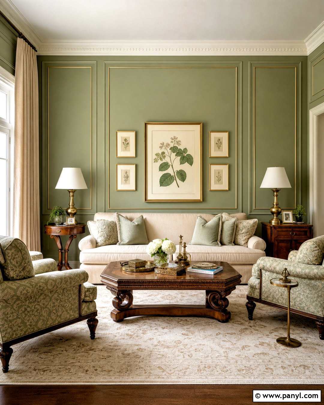 Sage Green And Antique Gold Wall - 20 royal paint wall design ideas
