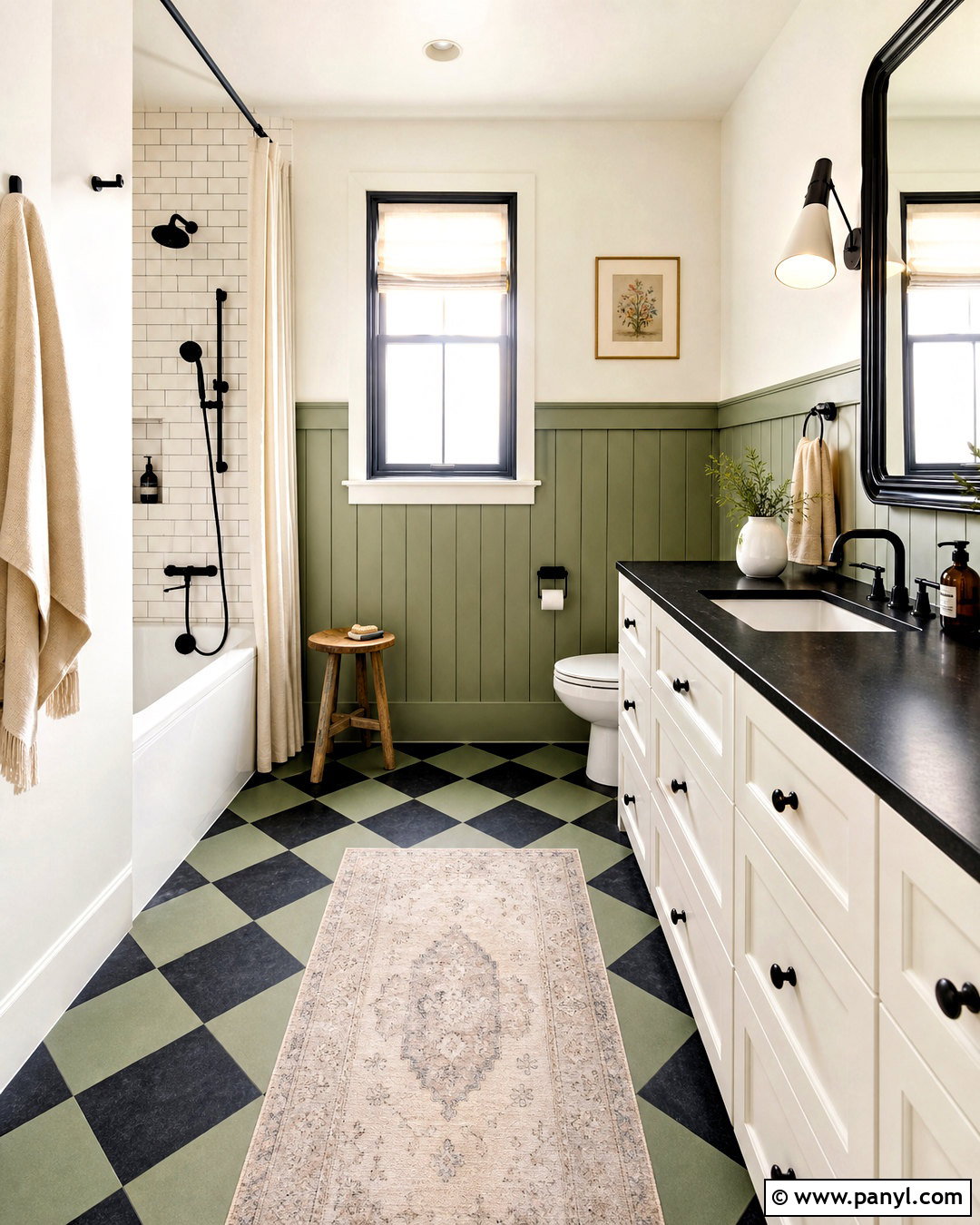 Sage Green And Black Checkerboard Bathroom - 20 sage green and black bathroom ideas