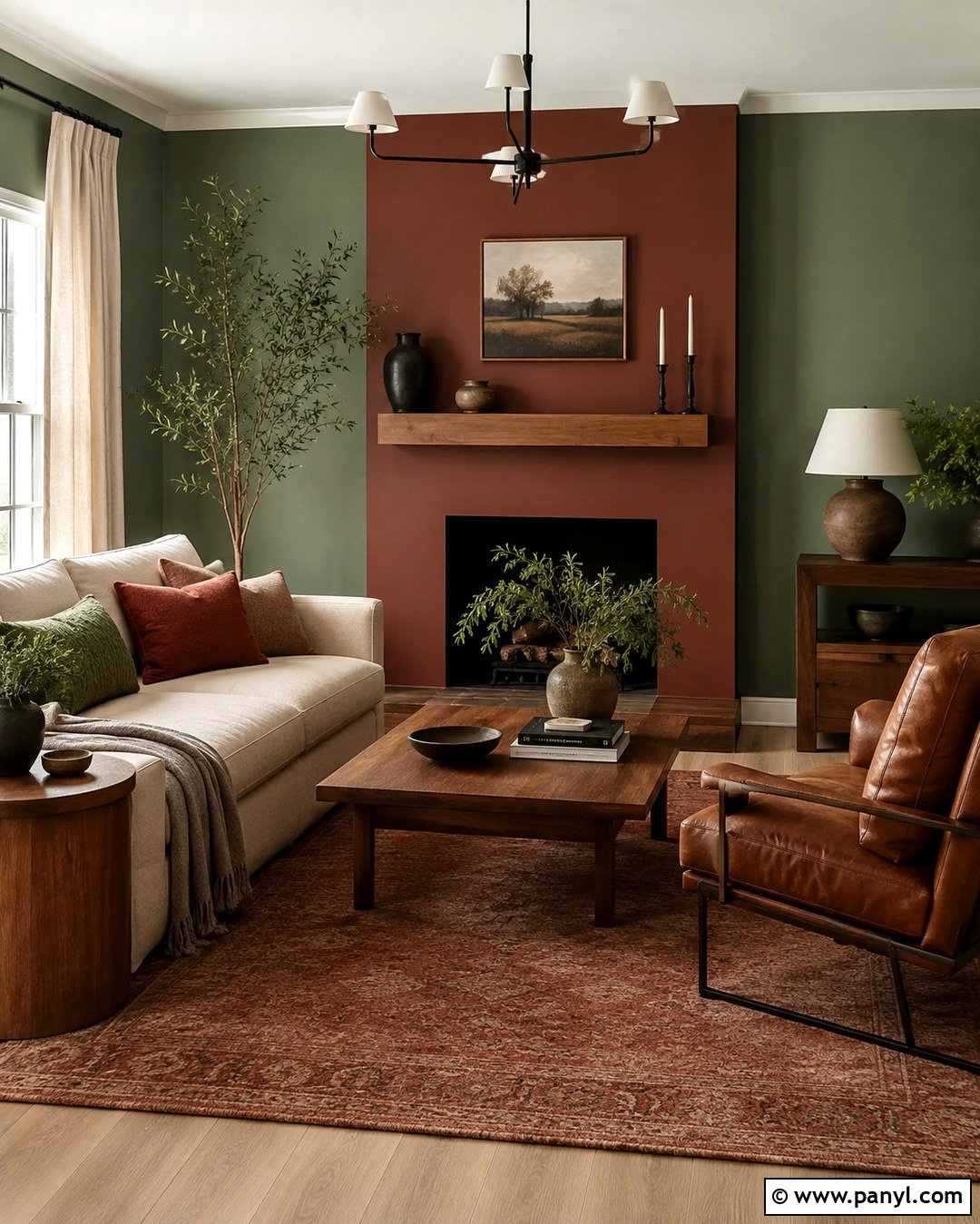 Sage Green And Brick Red Living Room - 20 Red And Green Walls