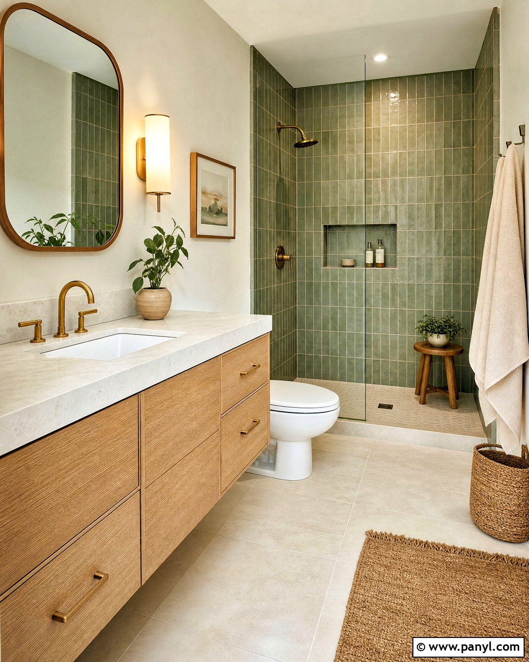 Sage Green And Cream Bathroom Tile Combination - 20 tiles combination for bathroom ideas