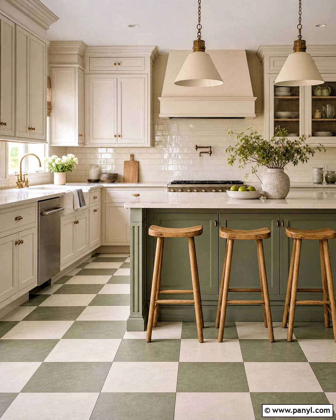Sage Green And Cream Checkerboard Kitchen Floor - 20 sage green and cream kitchen ideas