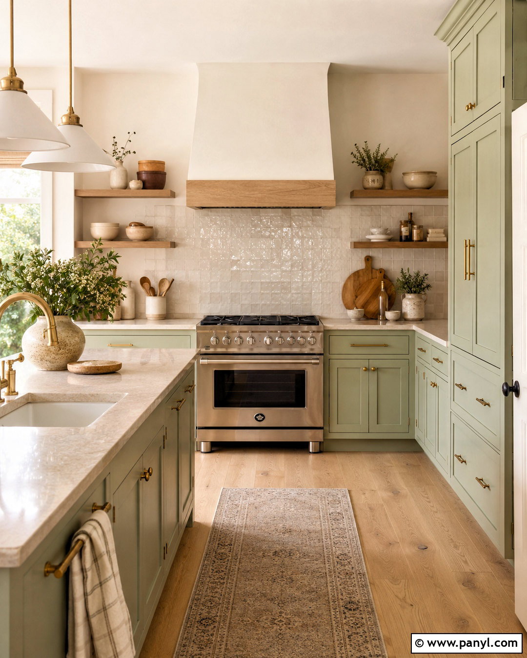 Sage Green And Cream Kitchen - 20 popular kitchen color combinations