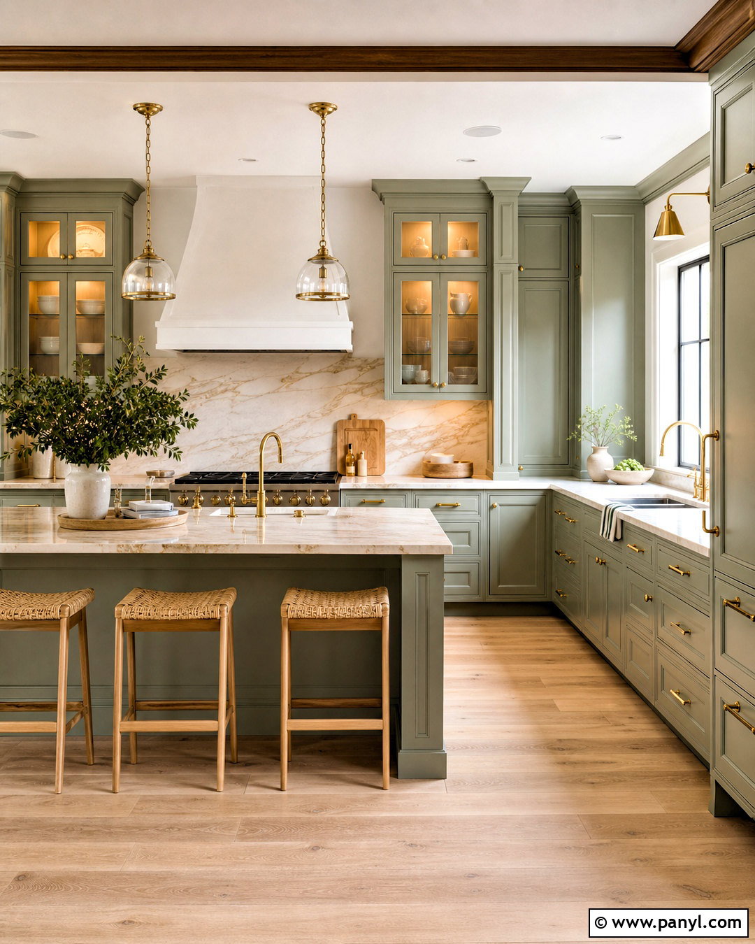 Sage Green And Cream Kitchen With Brass Hardware - 20 sage green and cream kitchen ideas