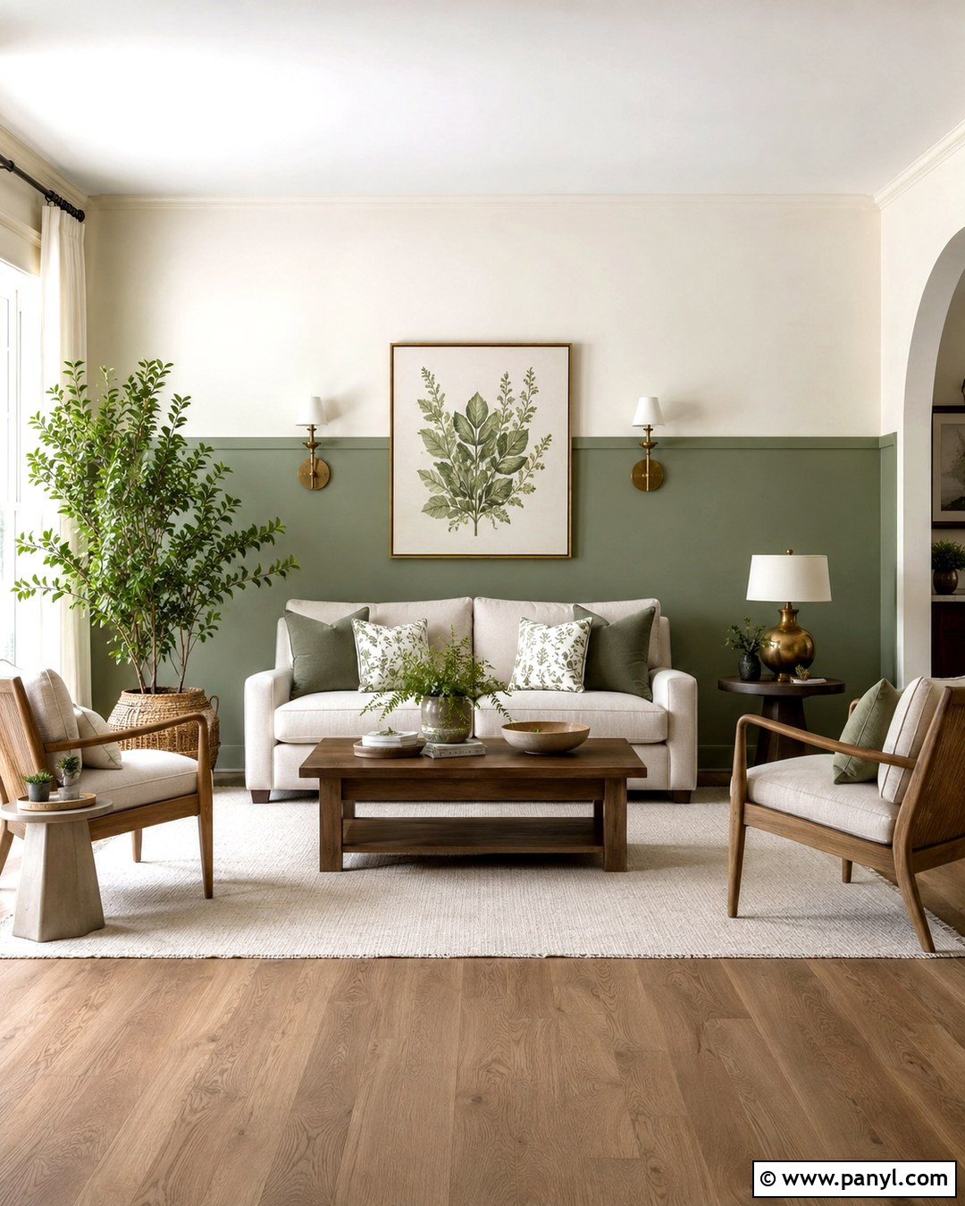Sage Green And Cream Living Room - 20 Rooms With Two Color Walls