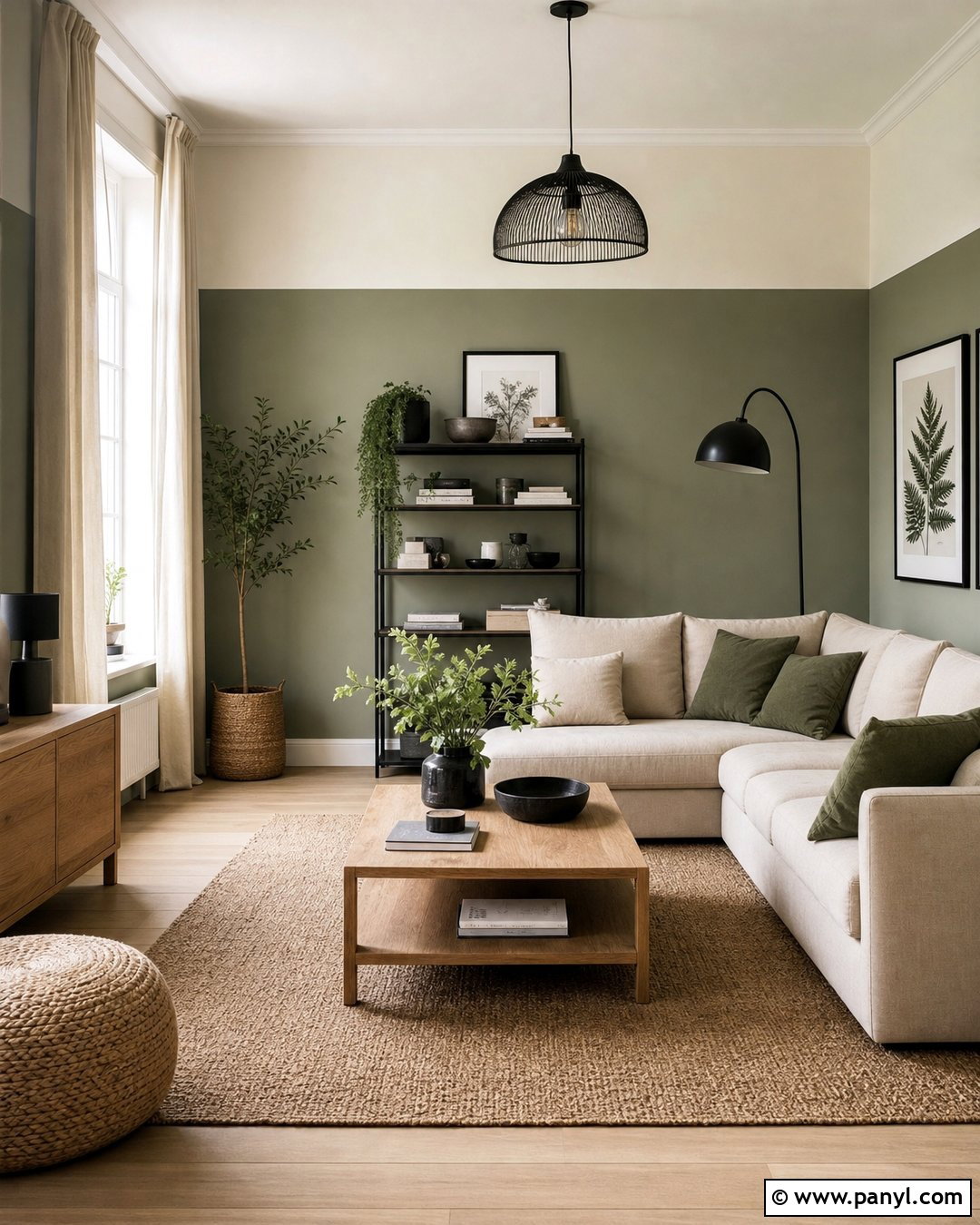 Sage Green And Cream Two Color Wall - 25 2 Color Wall ideas