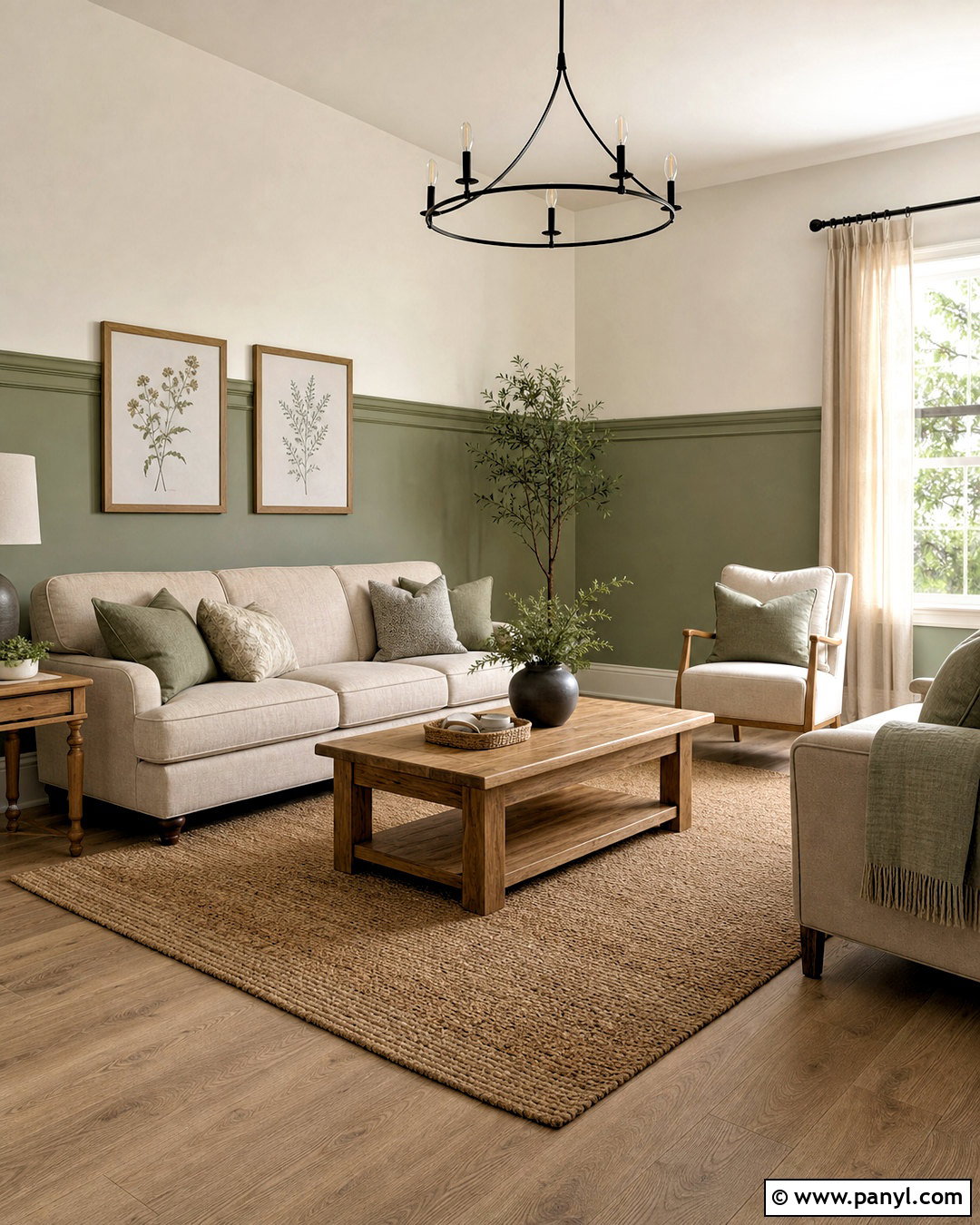 Sage Green And Cream Two Tone Living Room Walls - 20 two tone painted walls