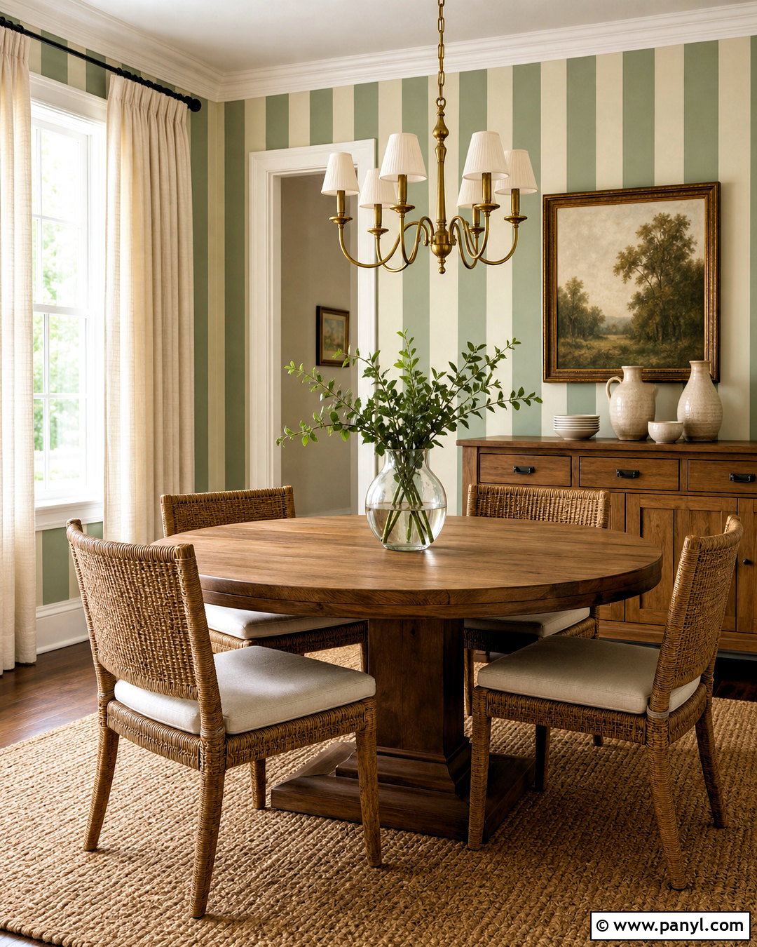 Sage Green And Cream Vertical Stripes - 20 stripe paint ideas for walls