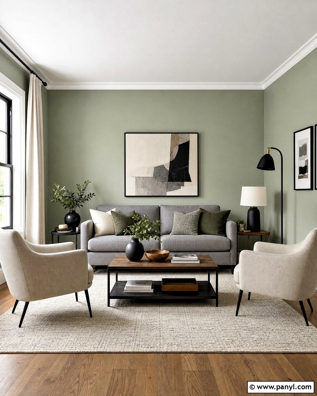 Sage Green And Grey Living Room With Black Accents - 20 sage green and grey living room ideas