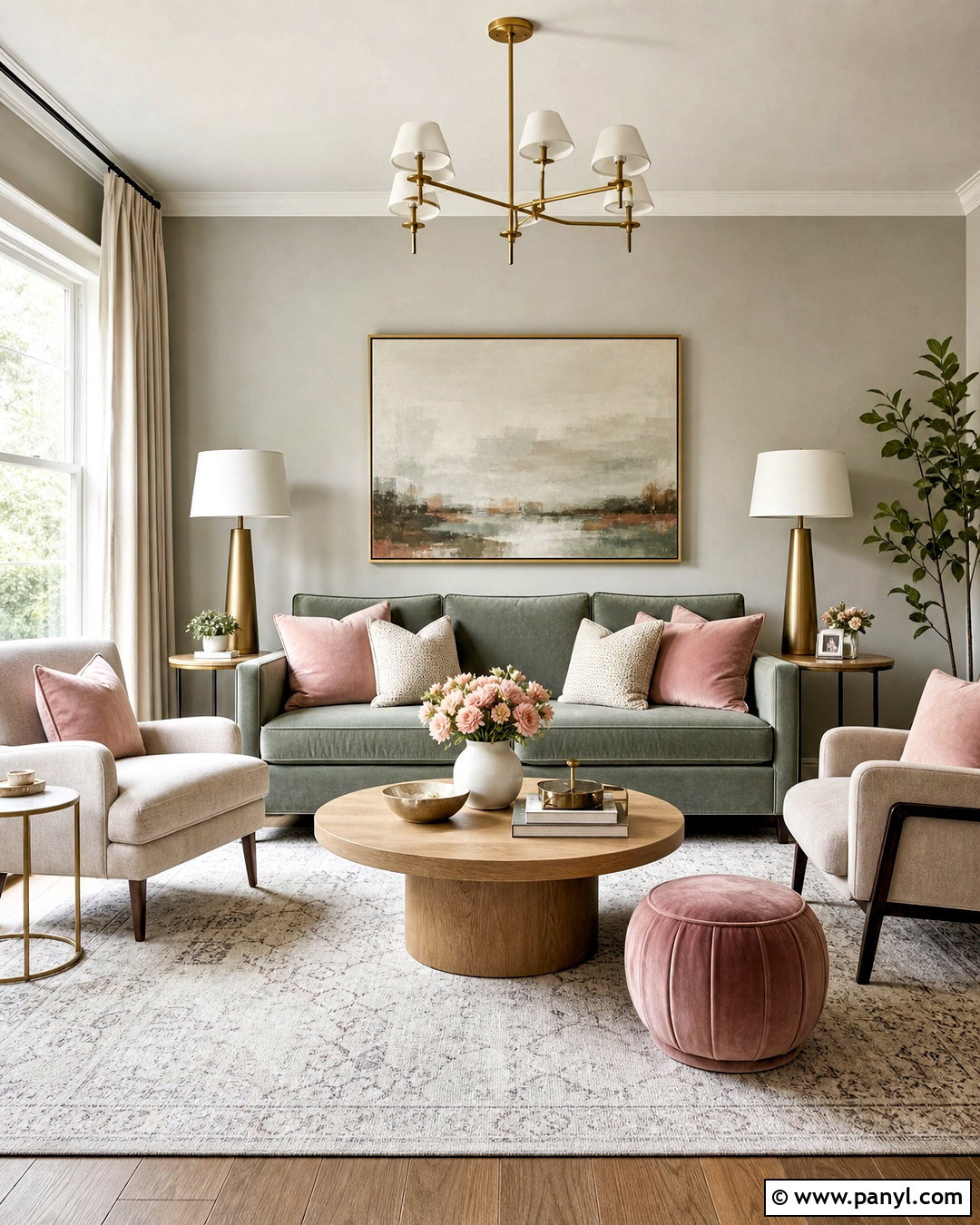 Sage Green And Grey Living Room With Blush Accents - 20 sage green and grey living room ideas