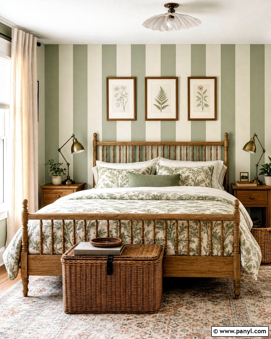Sage Green And Ivory Striped Bedroom Walls - 20 striped bedroom walls