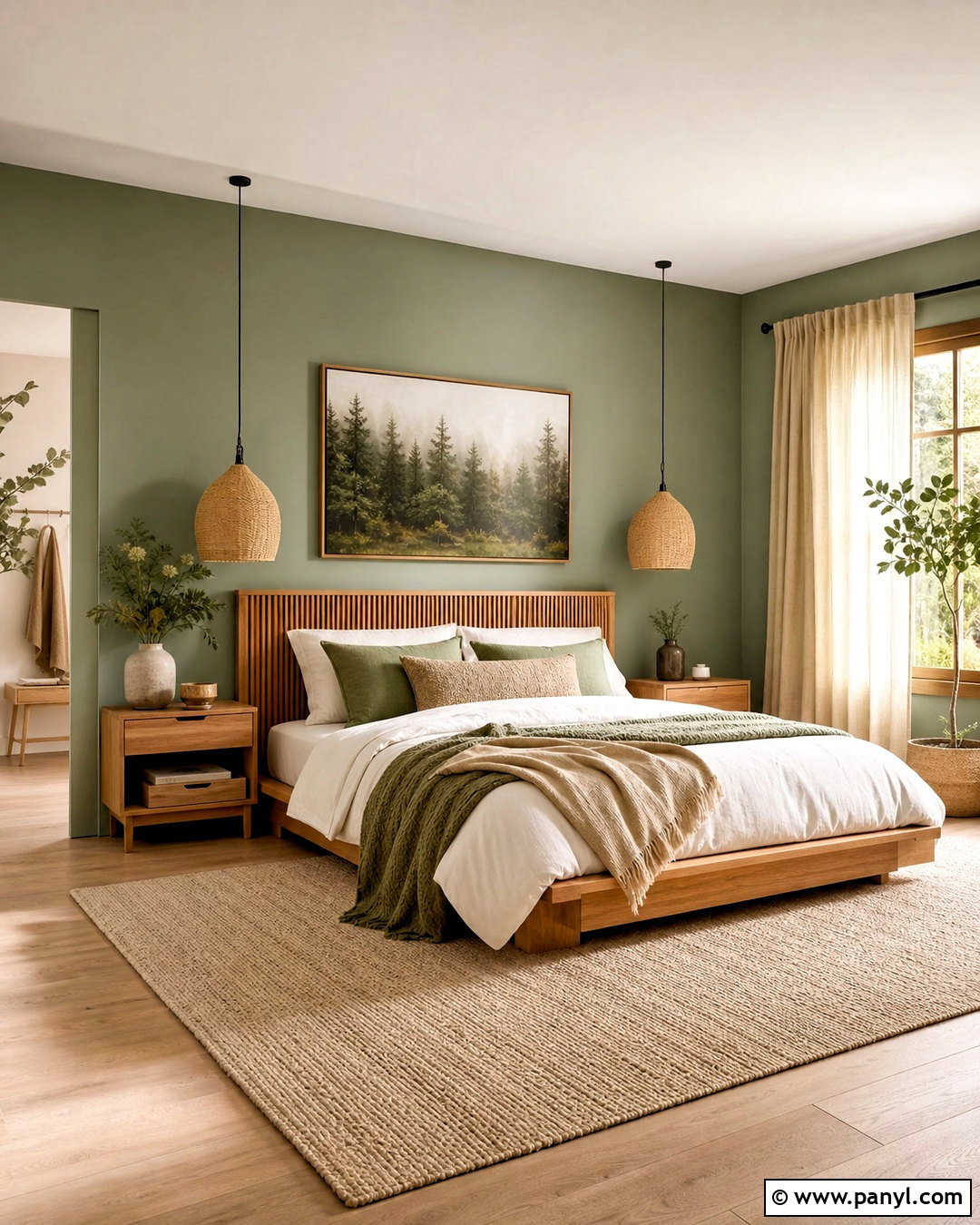 Sage Green And Natural Wood Bedroom - 20 sage accent wall bedroom ideas