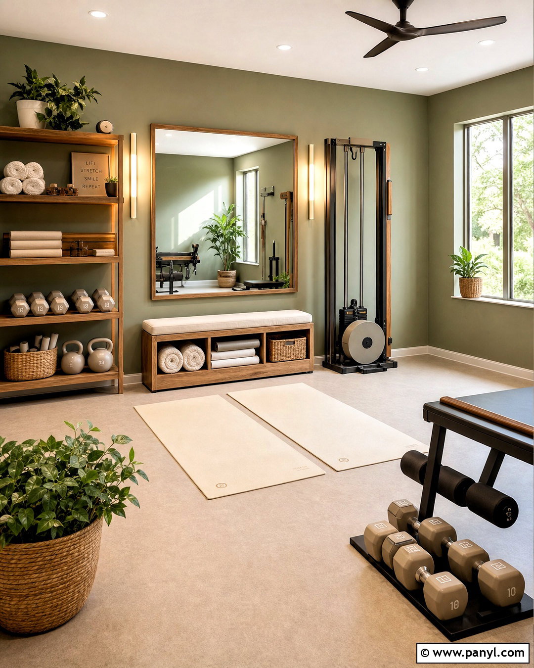 Sage Green And Natural Wood Gym Color Scheme - 20 gym color scheme ideas
