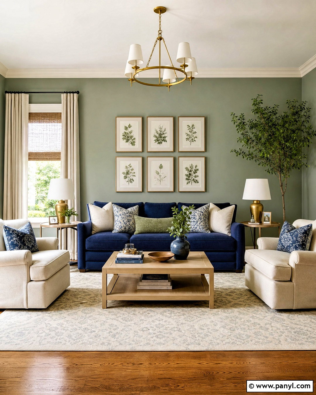 Sage Green And Navy Living Room - 20 green and blue decor ideas