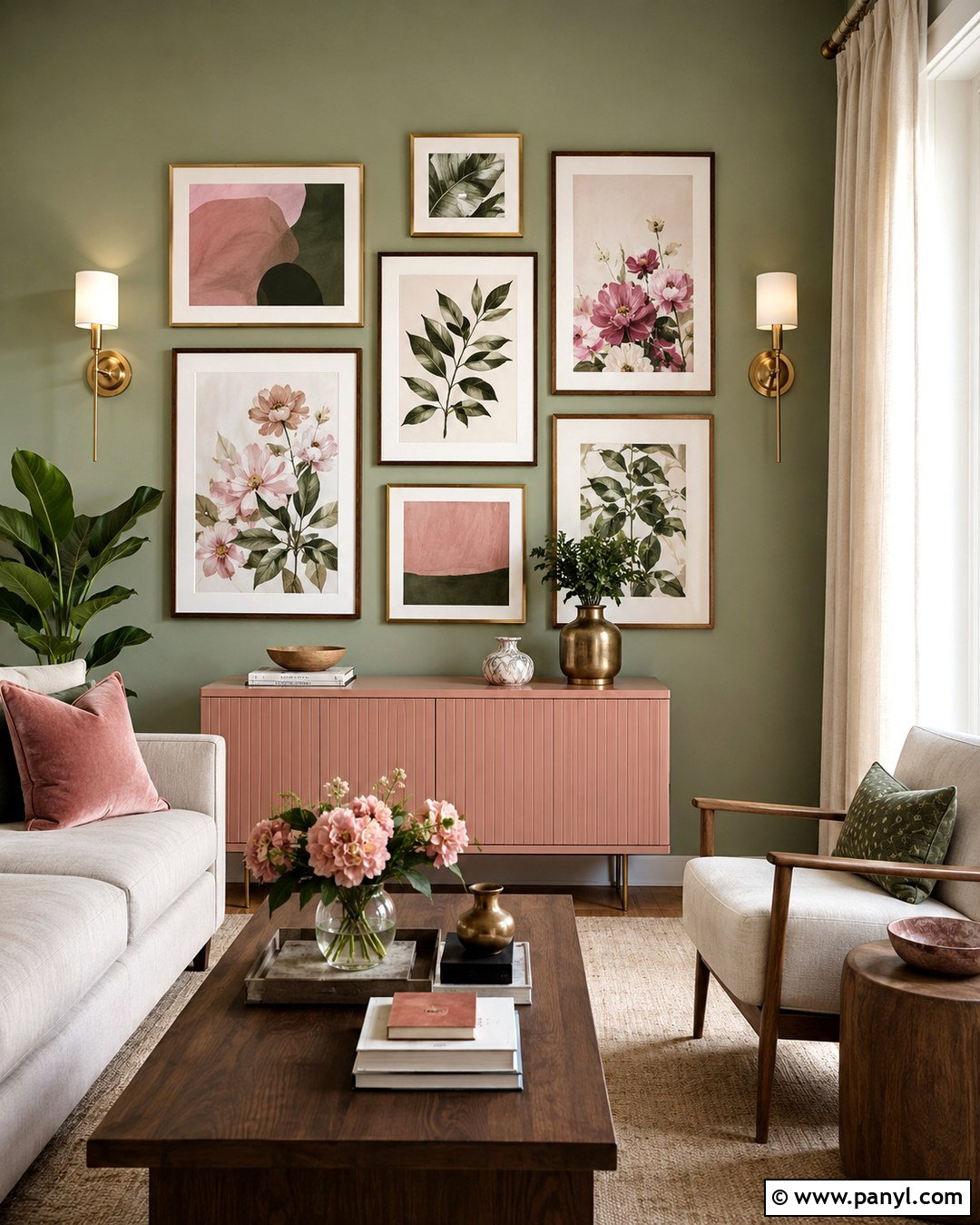 Sage Green And Pink Gallery Wall - 20 sage green and pink walls
