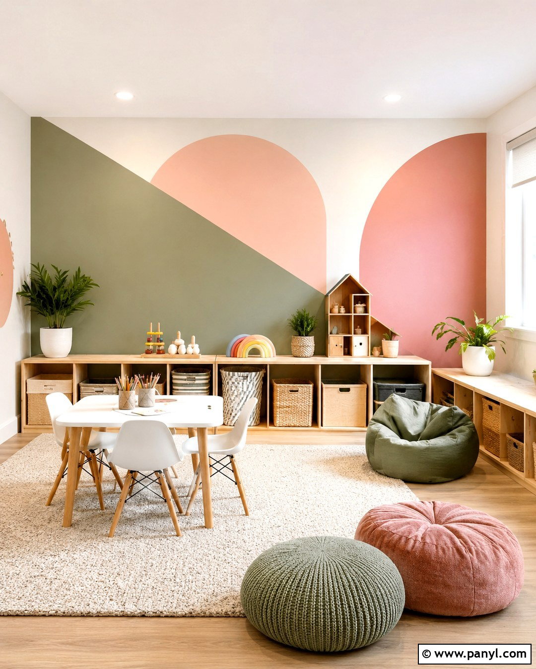 Sage Green And Pink Geometric Wall - 20 sage green and pink walls