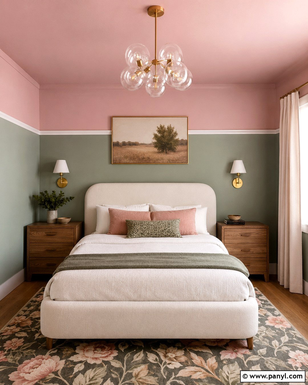 Sage Green And Pink Two-Tone Bedroom Walls - 20 sage green and pink walls