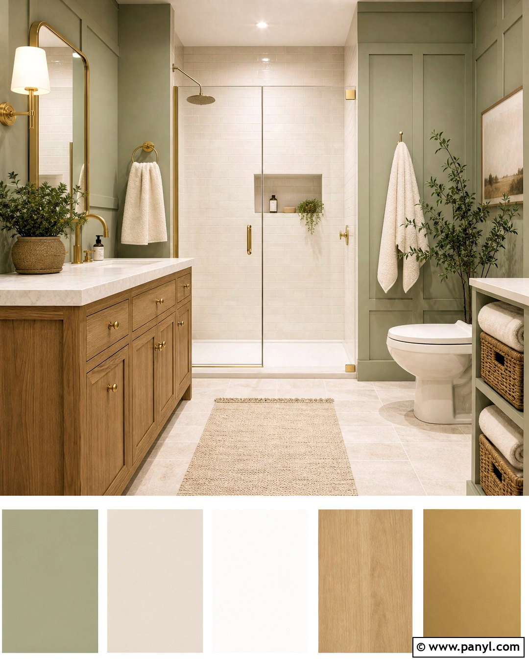Sage Green And Warm White Bathroom - 20 bathroom color palette ideas