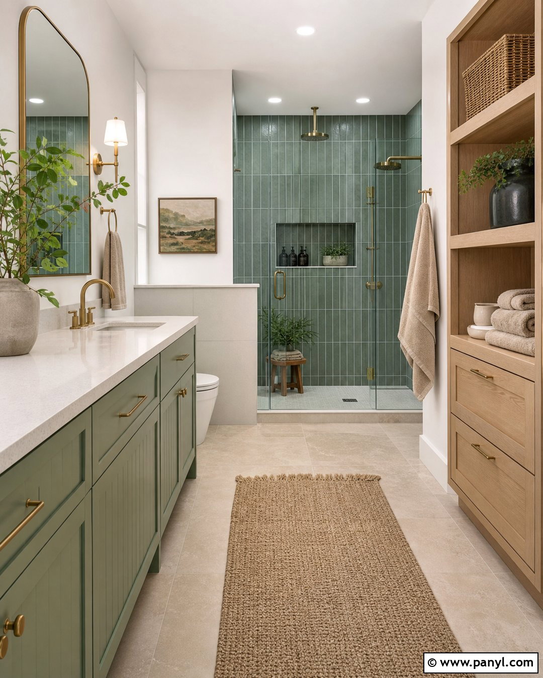 Sage Green And Warm White Bathroom - 20 Aesthetic Bathroom Color Schemes