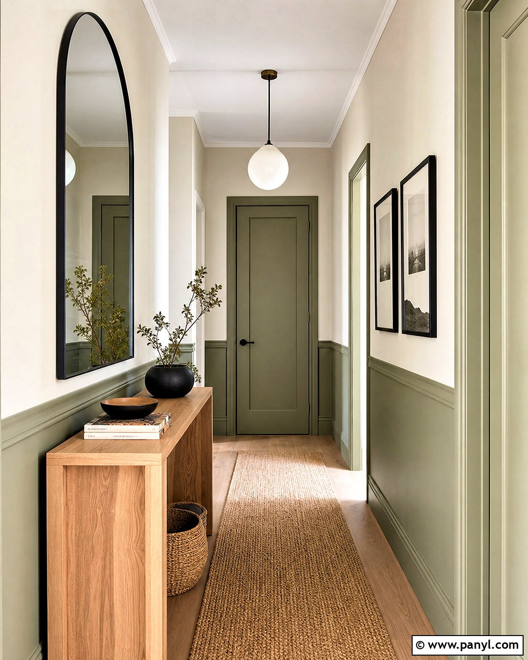 Sage Green And Warm White Hallway - 20 two tone hallway ideas