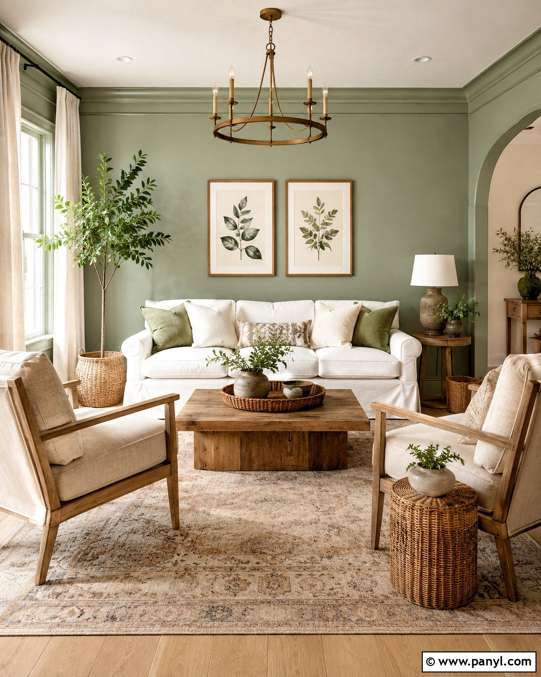 Sage Green And Warm White Living Room - 20 living room color combinations ideas