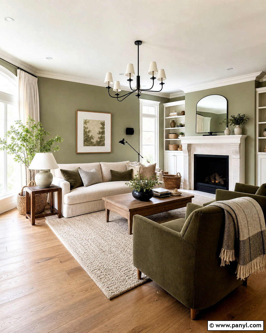 Sage Green And Warm White Living Room Color Combination - 20 color combinations home ideas