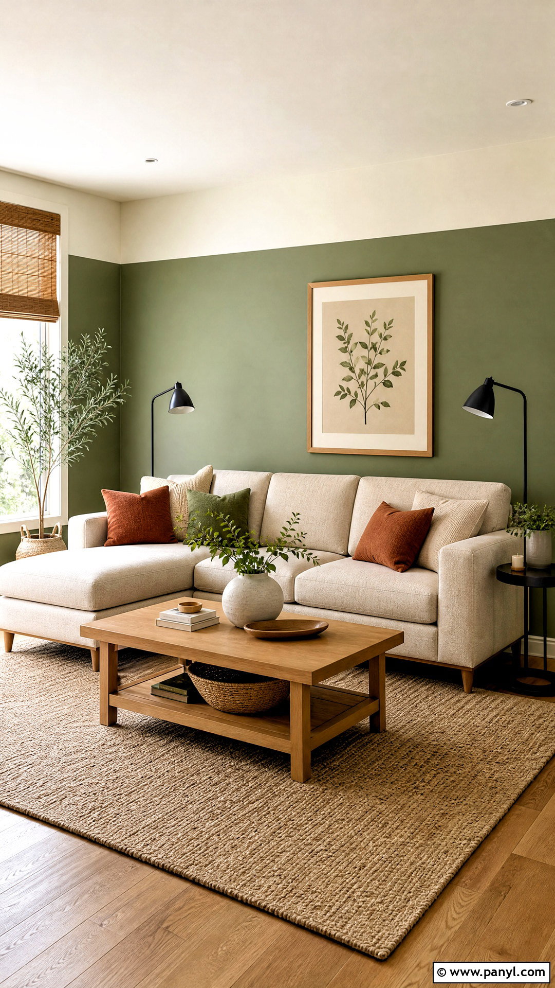 Sage Green And Warm White Living Room Walls - 20 2 color wall paint ideas