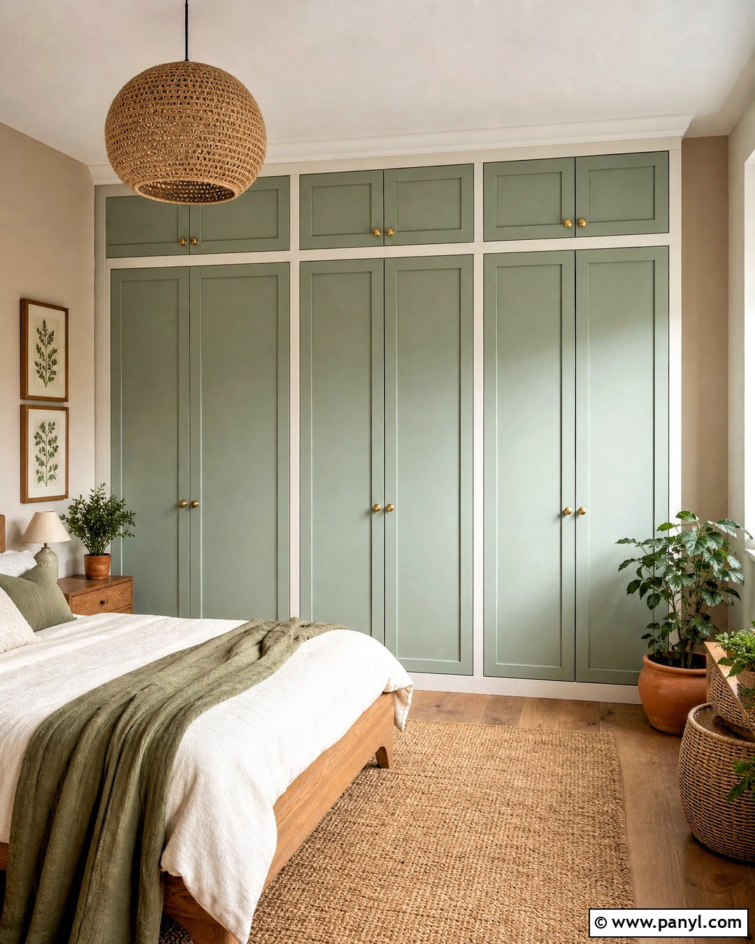 Sage Green And Warm White Wardrobe - 20 bedroom wardrobe colour combination ideas