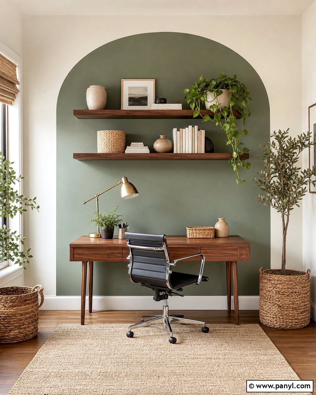 Sage Green Arched Accent Wall Office - 20 Arched Painted Accent Wall Ideas