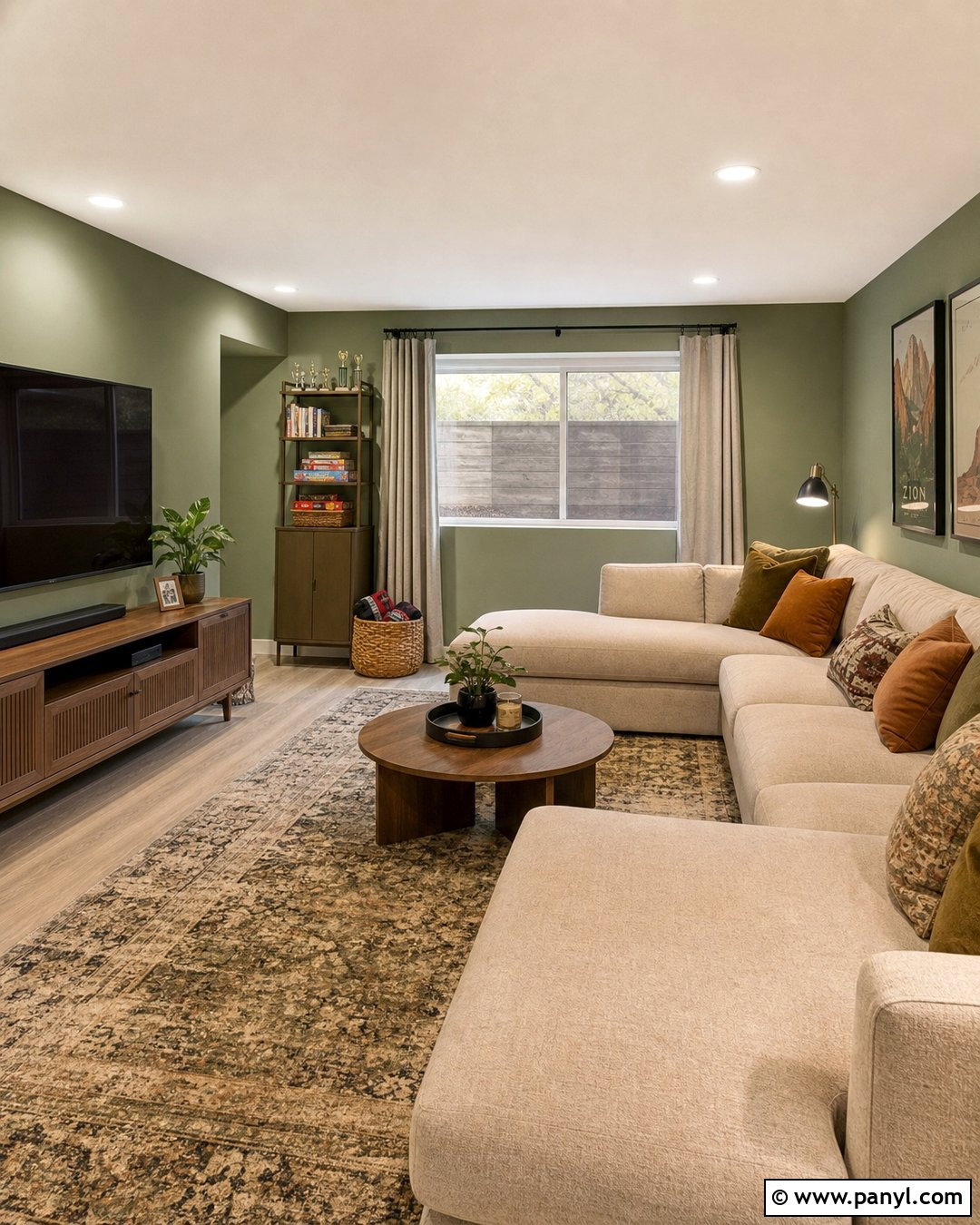 Sage Green Basement Family Room - 50 sage green walls